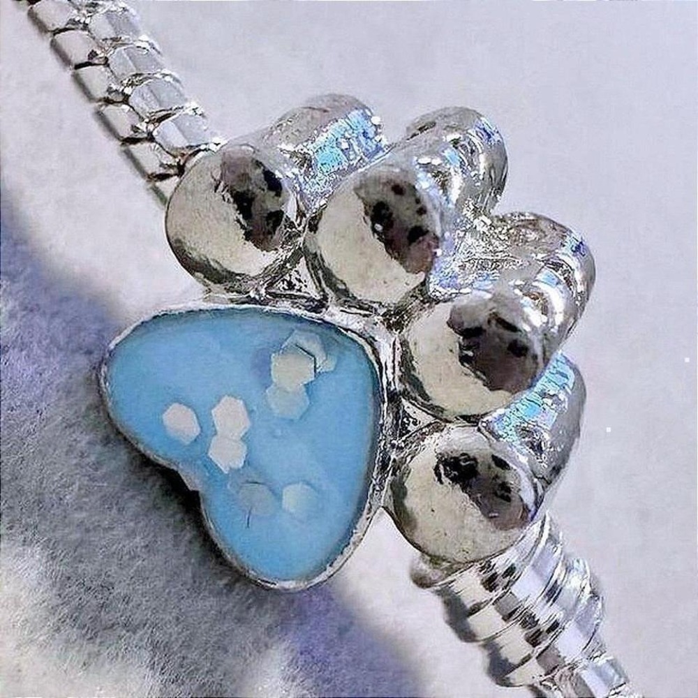 Blue Puppy Paw Bead Charm fits PANDORA